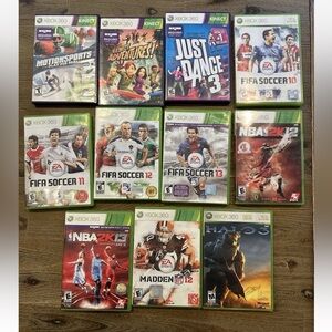 XBOX 360 Game Lot, Halo, NBA 2K, MADDEN, FIFA, Kinect